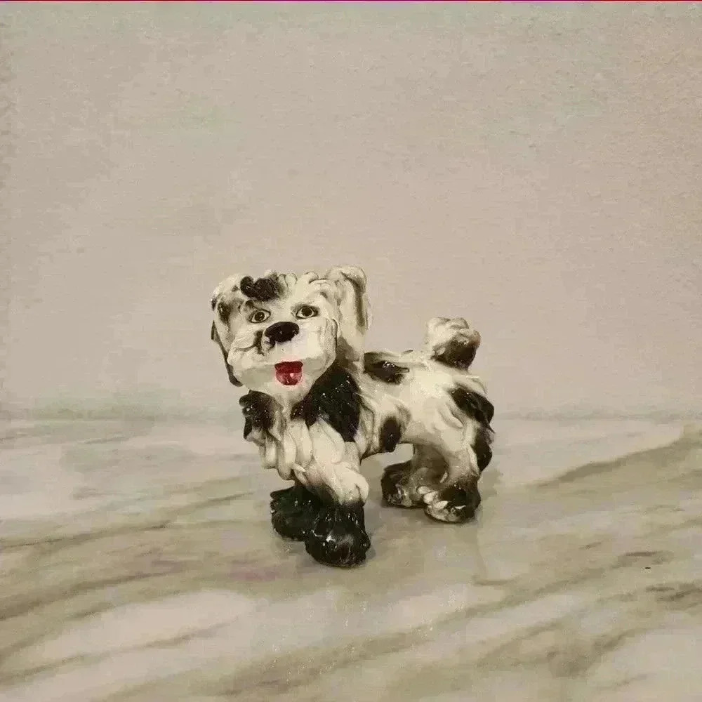 Vintage Italian Porcelain Spaghetti Hair Terrier Dog Figurine